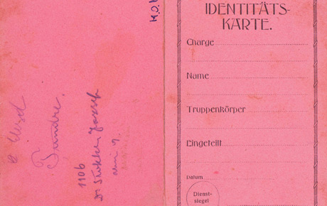 Bilet de identitate emis de Regimentul 108 Infanterie pentru stegarul Ioan Silviu Tomuția (2 file). Document, Hârtie, 11,5x7,4 cm . Achiziție, Familia Dreucean, Arad, P.V. 28.04.2008.